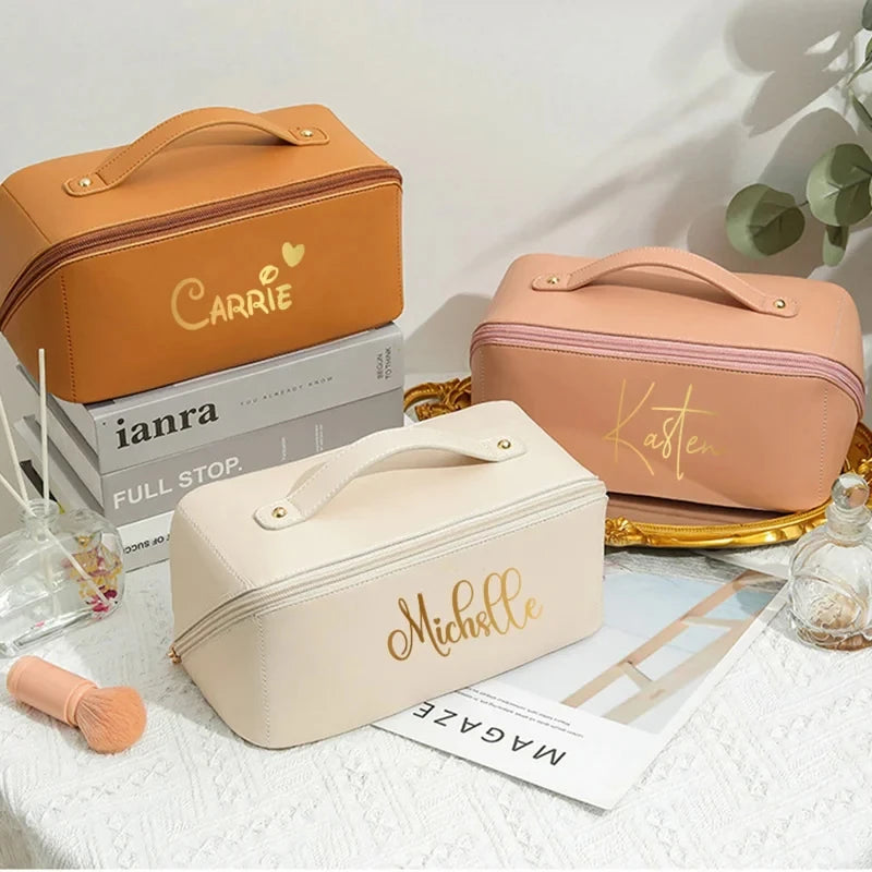 Personalised Makeup Bag Wedding Gift for Bridesmaid Portable PU Pouch Cosmetic bag Waterproof Bathroom Washbag Birthday gift