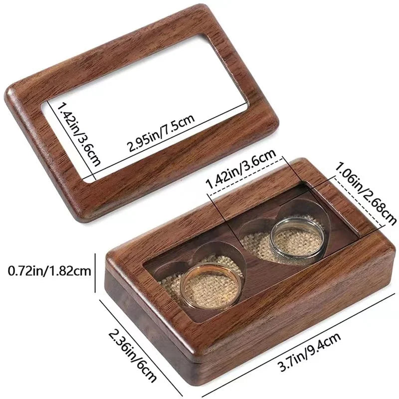Custom Wooden Wedding Ring Box Personalized Double Slot Holder Wedding Engagement Ring Bearer Box Ring Pillow Burlap Rustic Gift