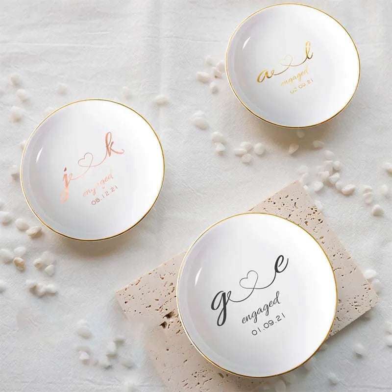 Jewelry Dish Personalized Engagement Gift Ring Dish Wedding Ring Holder Custom Ring Dish Gift For Bride Bachelorette Favor
