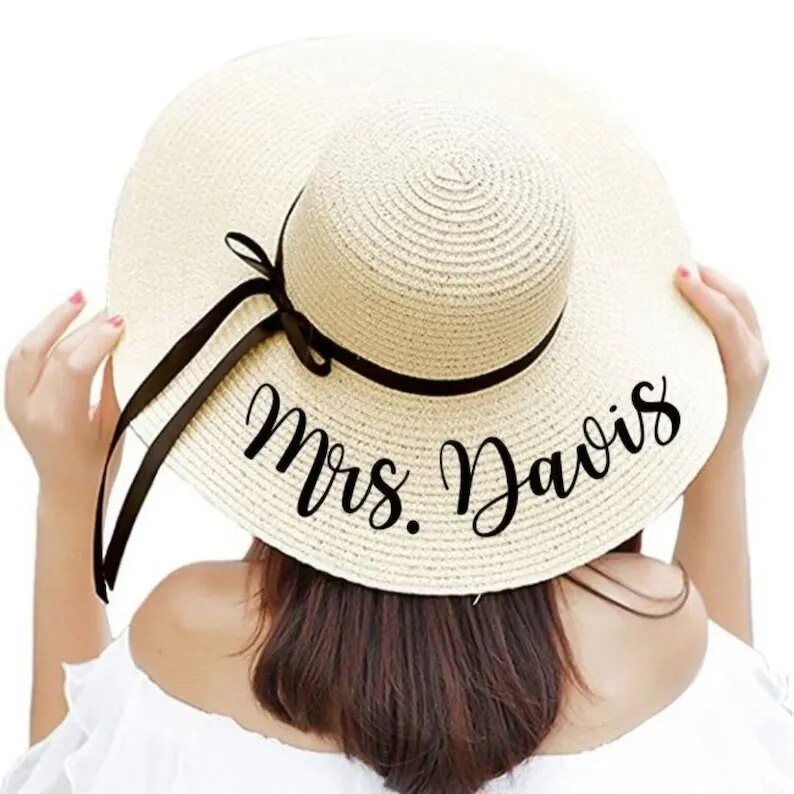 Personalized Beach Hat Floppy Bachelorette Party Gift Bridal Shower Gifts for Mom Custom Name Sun Hats Bridesmaid Mrs. Hat