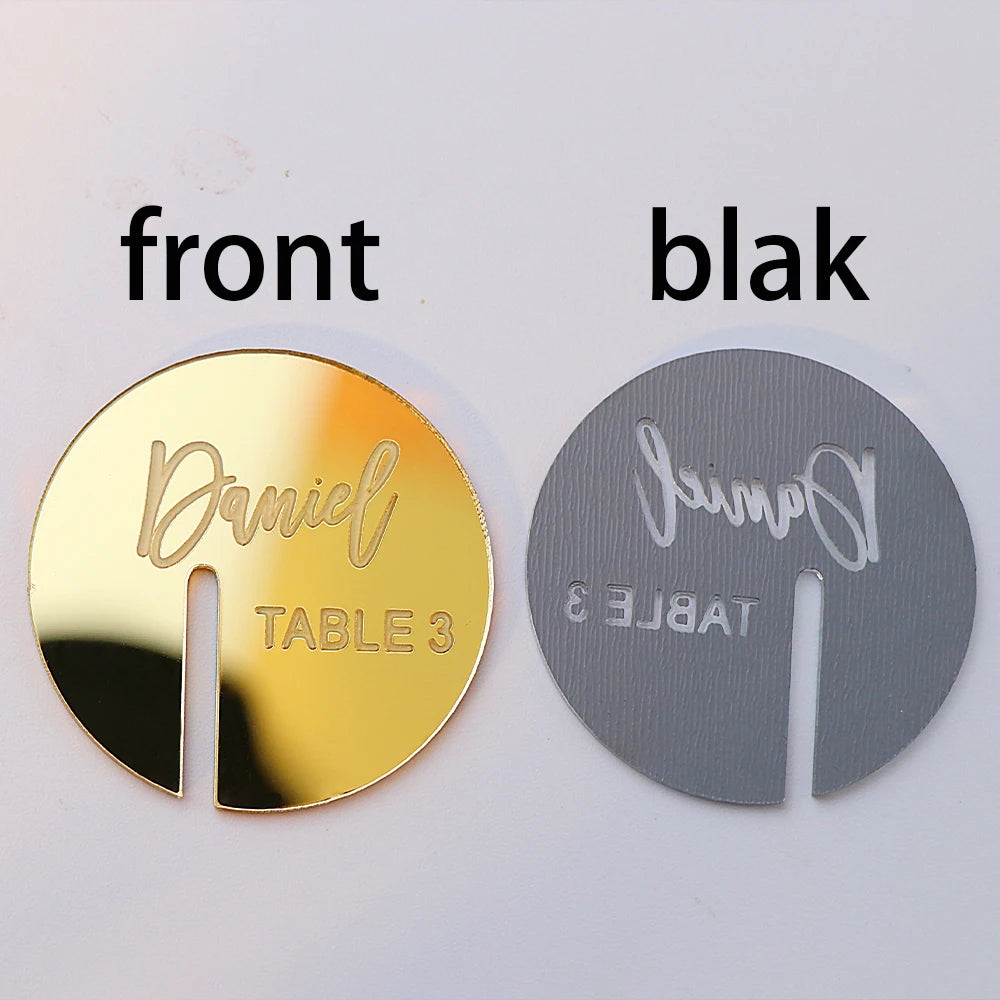 Personalized Acrylic Wedding Name Place Cards Ideas Drink Tag Drink Stirrers Engraved Glass Place Setting Holder Drink Charm