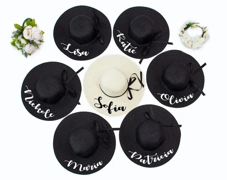 Personalized Beach Hat Floppy Bachelorette Party Gift Bridal Shower Gifts for Mom Custom Name Sun Hats Bridesmaid Mrs. Hat