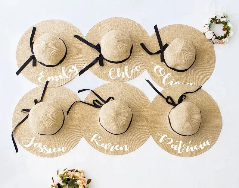 Personalized Beach Hat Floppy Bachelorette Party Gift Bridal Shower Gifts for Mom Custom Name Sun Hats Bridesmaid Mrs. Hat