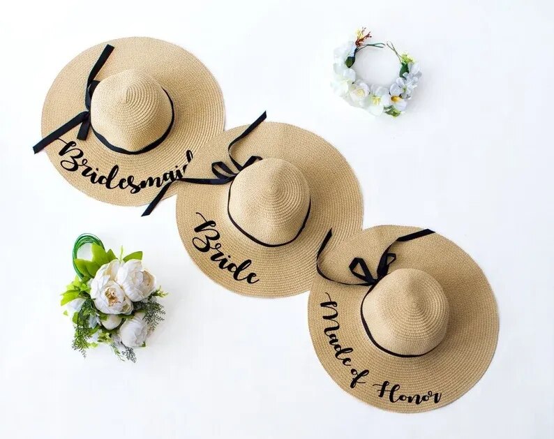 Personalized Beach Hat Floppy Bachelorette Party Gift Bridal Shower Gifts for Mom Custom Name Sun Hats Bridesmaid Mrs. Hat