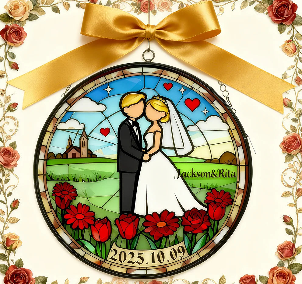 Customizable Stained Wedding Wall Hanging Ornament: Ideal Gift with Lasting Memories