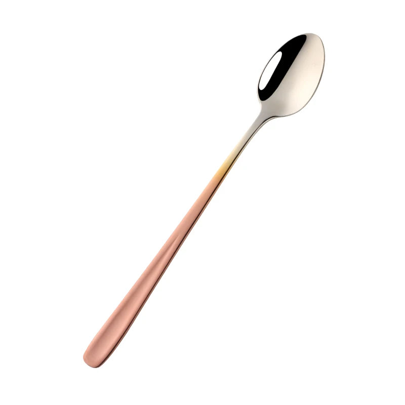 18/10 Stainless Steel Rainbow Ice Spoons With Long Handle Mirror Polished Mixing Stirring Drink Ice Cream Dessert Tea Spoon