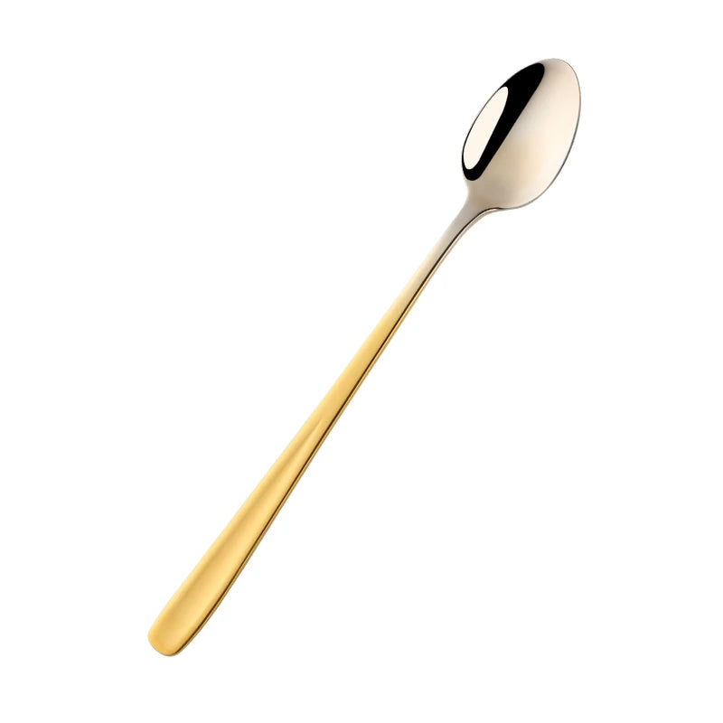 18/10 Stainless Steel Rainbow Ice Spoons With Long Handle Mirror Polished Mixing Stirring Drink Ice Cream Dessert Tea Spoon