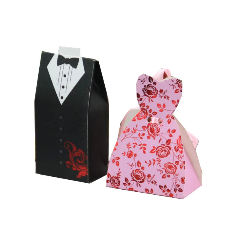 20/30pcs Bride And Groom Candy Box Wedding Favor And Gifts Box Sweet Bags With Ribbon Wedding Decoration Souvenirs Party Decor