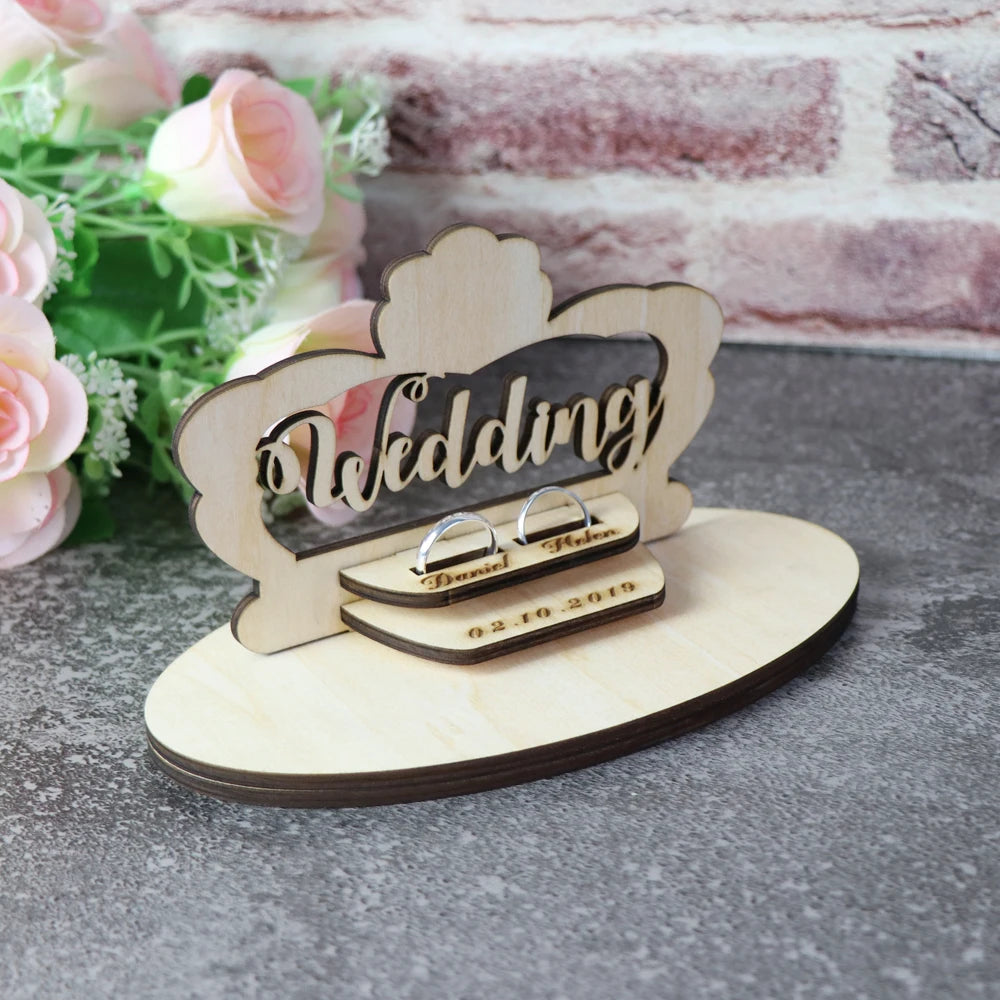 Customized Wedding Gifts Ring Bearer Box  Personalized Ring Holder Nature Ring Box For Engagement  Name Ring Pillow Decorations