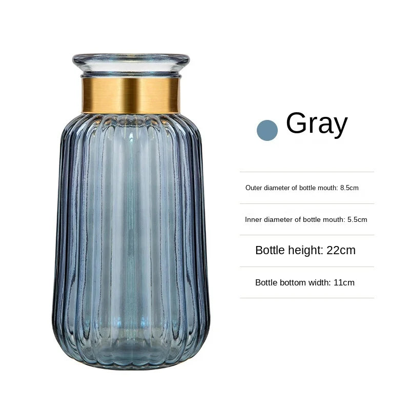 Nordic Light Luxury Glass Vase Decoration Living Room Home Decoration Dining Table Dried Flower Vase