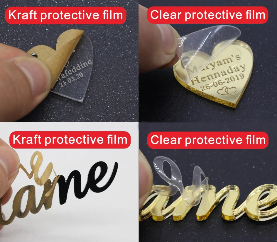 50*Personalized Engraved Gold/Silver Round Label With Hole Custom Name Country Wedding Baby Shower Baptism Party Candy Box Label