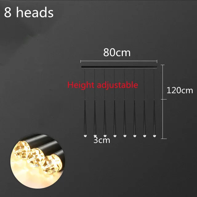 Postmodern Luxury Crystal LED Chandeliers Nordic Golden Black Long Chandelier Stairs Hanging Lamp Restaurant Ceiling Chandeliers