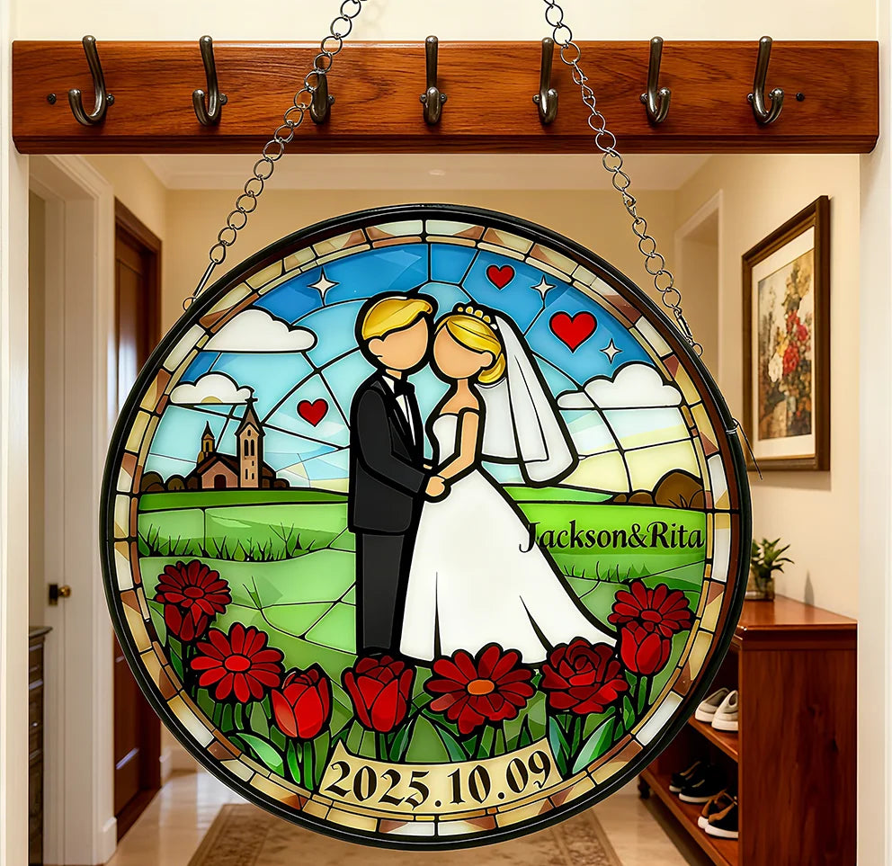 Customizable Stained Wedding Wall Hanging Ornament: Ideal Gift with Lasting Memories