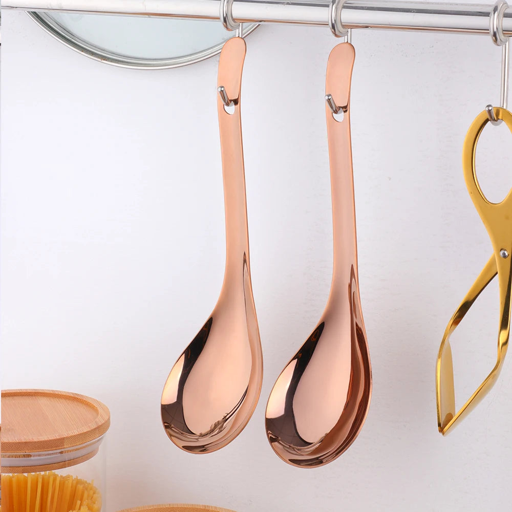 1PC High Quality 304 stainless steel Rainbow Large Chinese Rice Soup Serving Spoon Set Cutlery Tableware Kitchen Accessories