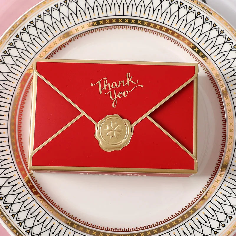 10pcs/Lot Simple Creative Bronzing Gift Box Packaging Envelope Shape Wedding Candy Bags Birthday Party Cosmetic Packaging Box