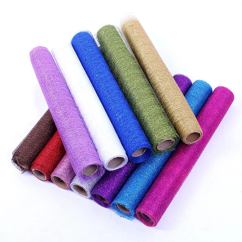 5Yards 457.2 cm Gold Wire Tissue Tulle Roll Spool Handmadecraft Wedding Party Decoration Flower Wrapping Organza Table Runner Decor