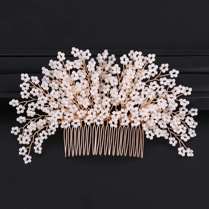 Elegant gold bridal hair accessories bead hair comb bridal hair accessories wedding dress accessories