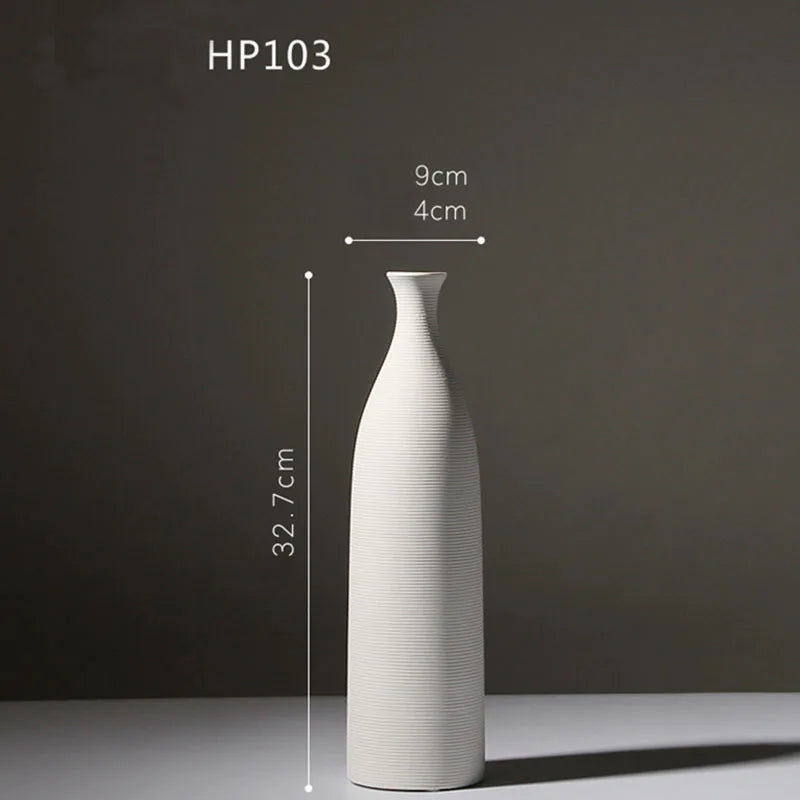 Classic bottle pure white vases simple natural vaso ceramic pot elegant home office entrance decoration gifts for wife mother