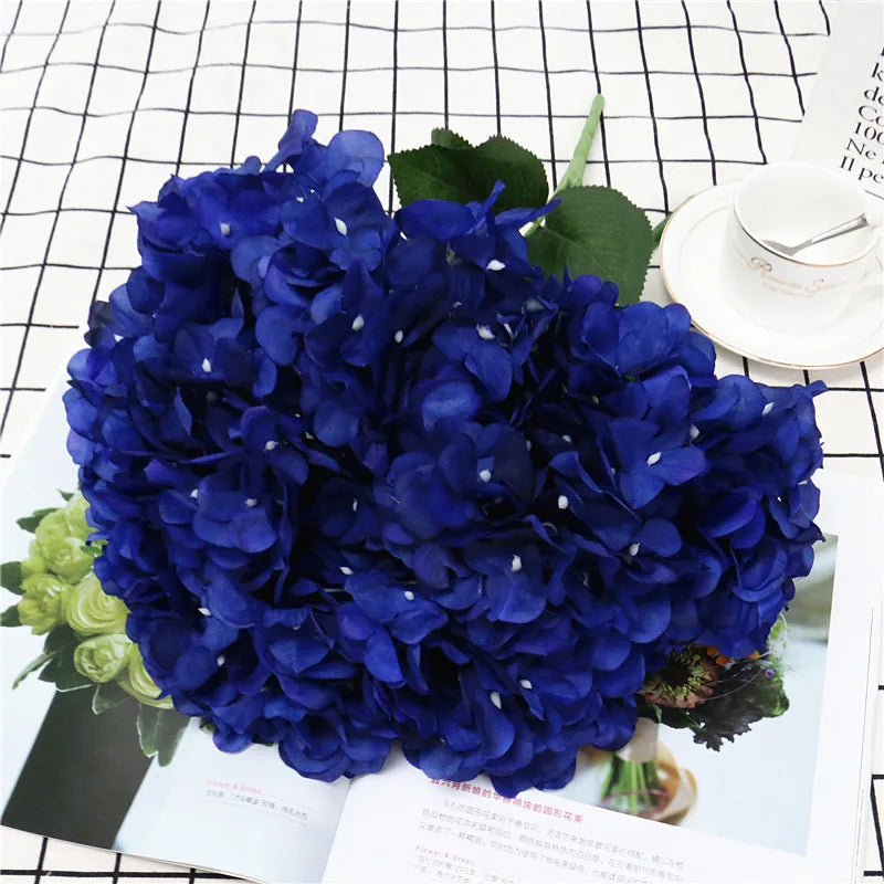 Large 6 Heads Artificial Flower Bunch Silk Hydrangea Wedding Bridal Bouquet Fake Flower Home Decor Flower Wall Christmas Gift