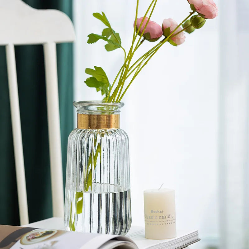 Nordic Light Luxury Glass Vase Decoration Living Room Home Decoration Dining Table Dried Flower Vase