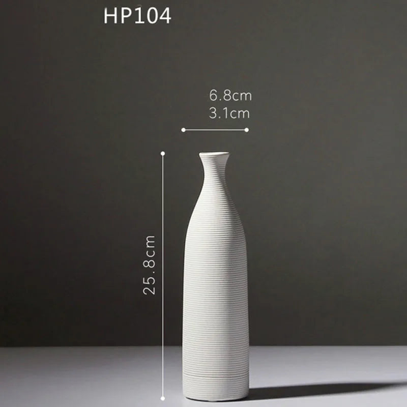 Classic bottle pure white vases simple natural vaso ceramic pot elegant home office entrance decoration gifts for wife mother