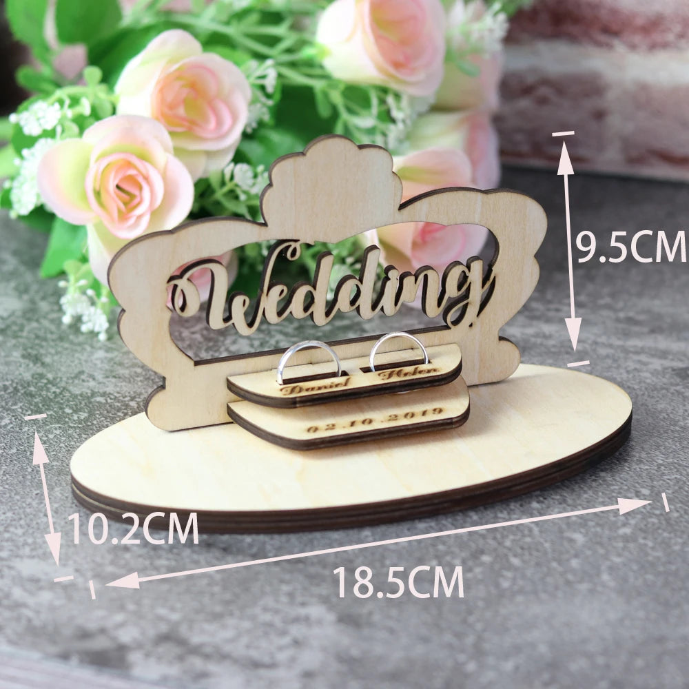 Customized Wedding Gifts Ring Bearer Box  Personalized Ring Holder Nature Ring Box For Engagement  Name Ring Pillow Decorations