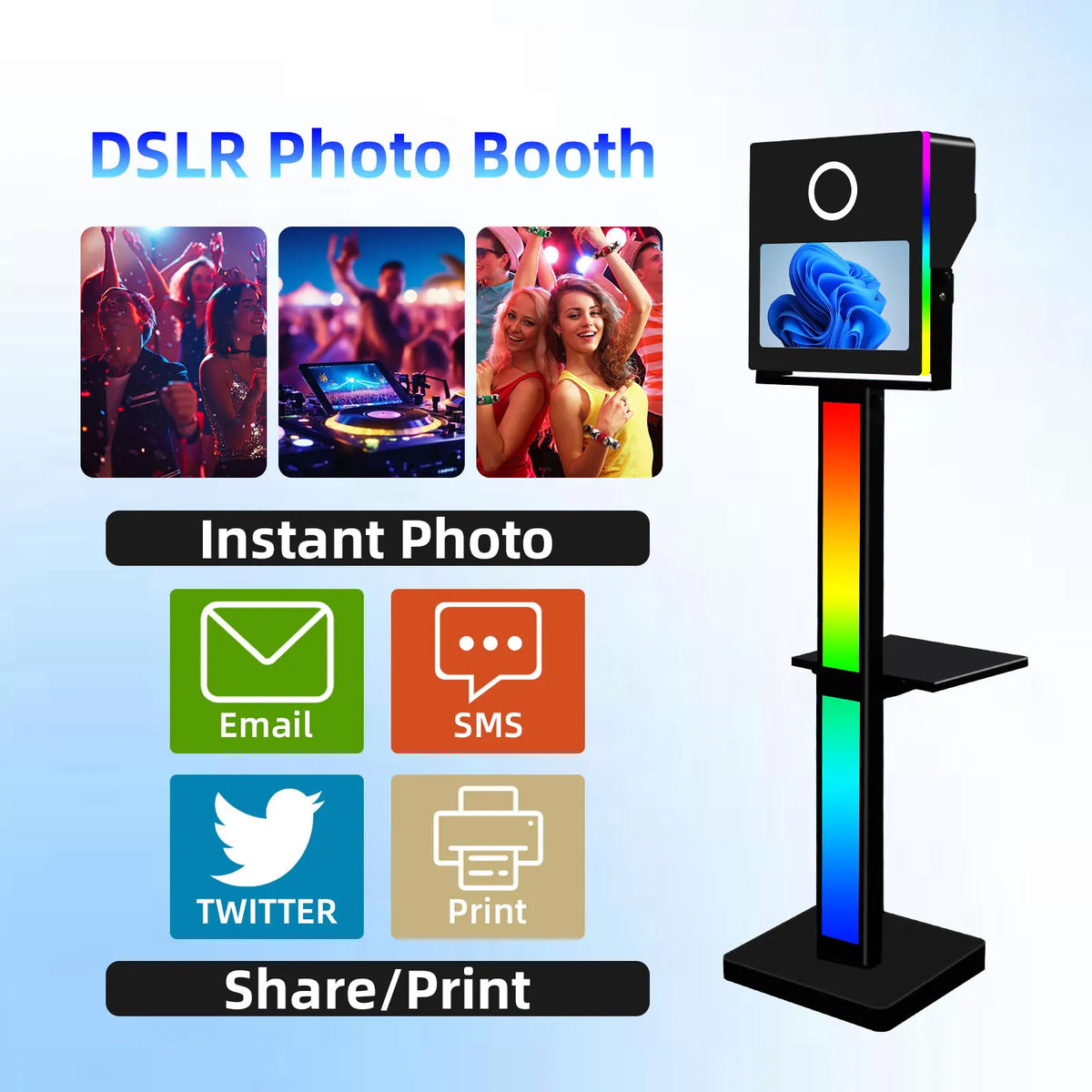 Interactive Selfie DSLR Photo Booth With 15.6 Inch Touch Screen Camera Photobooth Shell Stand Machine for Wedding