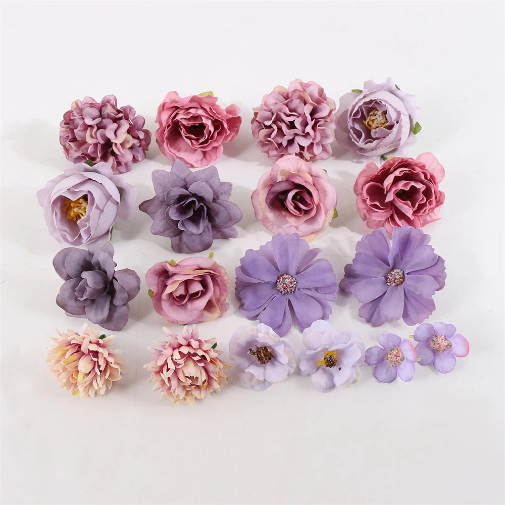 1Bag Artificial Flower Head For Home Decor Wedding Flowers Wall Decoration DIY Hair Accessories Corsage Handmade Craft Material