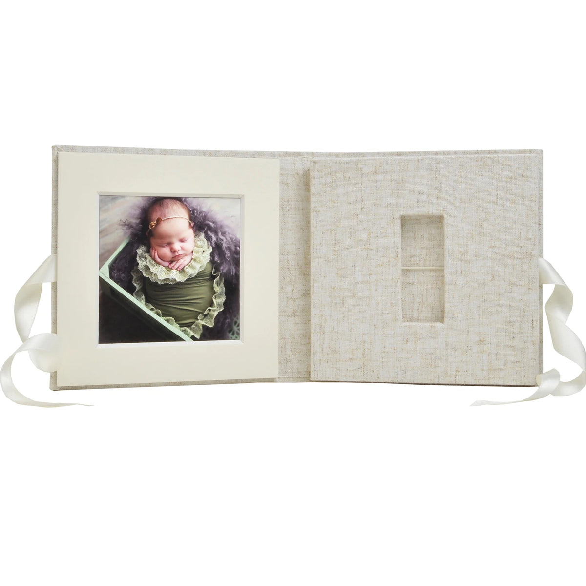Custom Logo Linen USB boxes with photo frame - Personalized Flash Drive Case - Newborn/Wedding  Photography Packaging