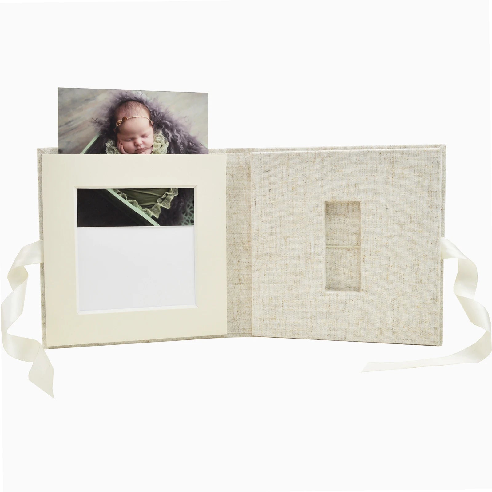 Custom Logo Linen USB boxes with photo frame - Personalized Flash Drive Case - Newborn/Wedding  Photography Packaging