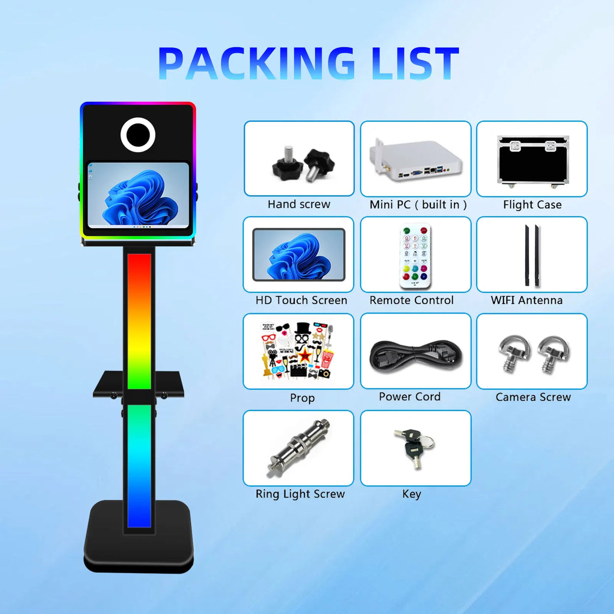 Wedding Interactive Selfie Photo Booth With Printer Stand Camera Photobooth 15.6Inch Touch Screen DSLR Photo Booth Shell Machine