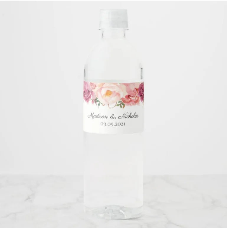24pcs Custom name Wedding Water Bottle Labels Girl birthday party Rustic Pink Flower Custom Water Bottle Labels decoration