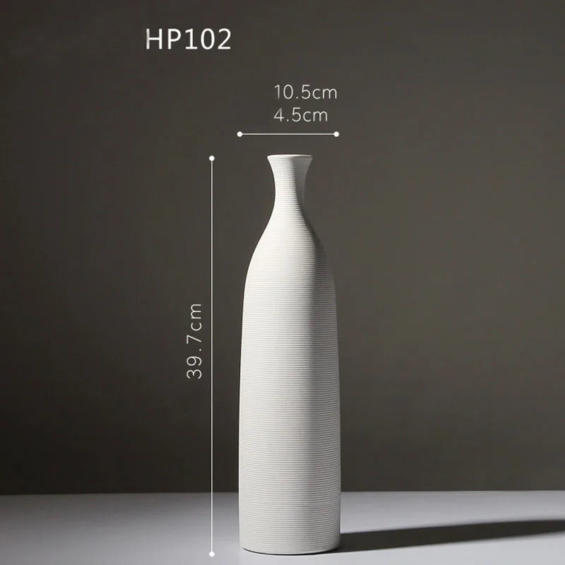 Classic bottle pure white vases simple natural vaso ceramic pot elegant home office entrance decoration gifts for wife mother