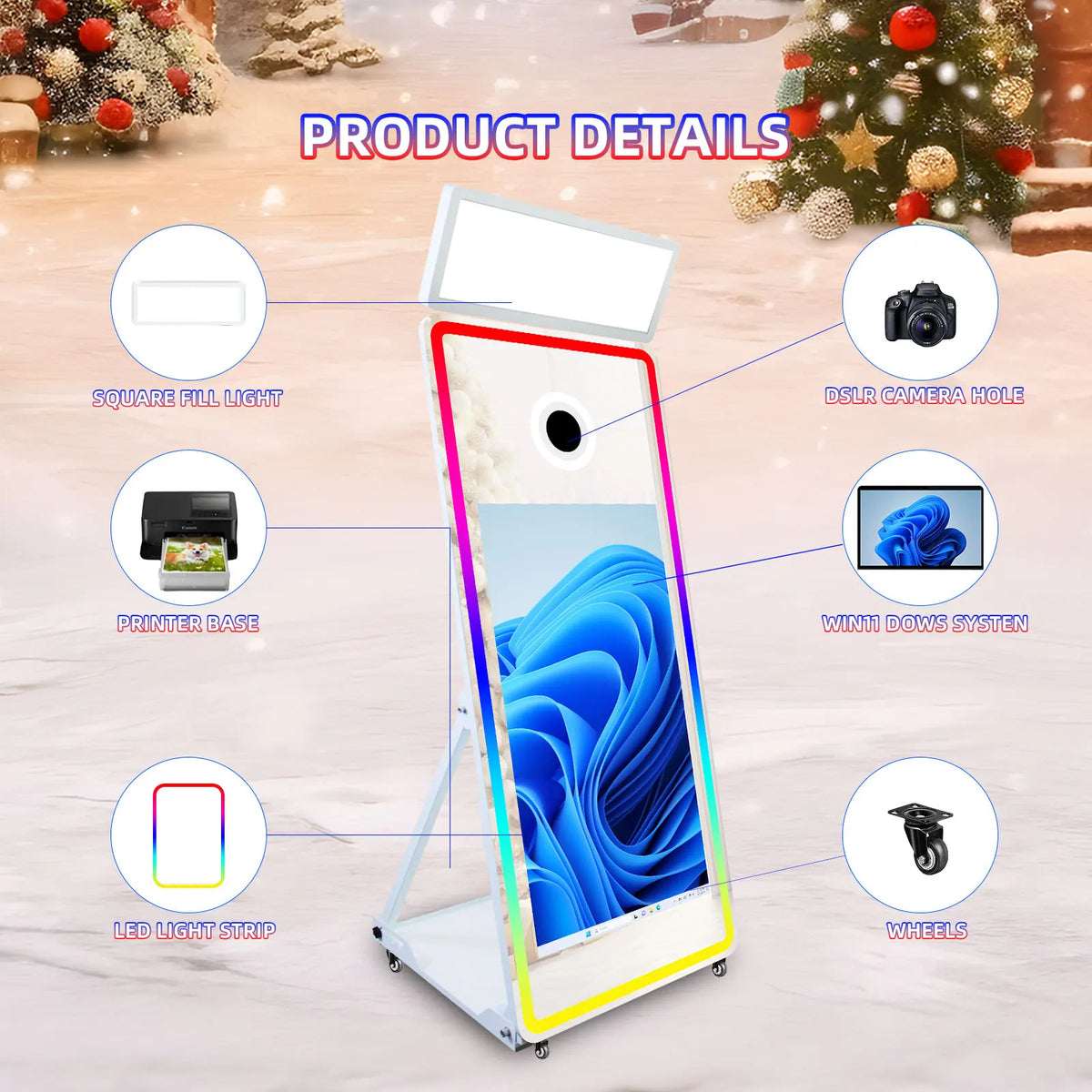 Selfie Digital Mirror Photo Booth With 32/43 Inches Touch Screen Magic Mirror Photobooth Machine for Wedding Party