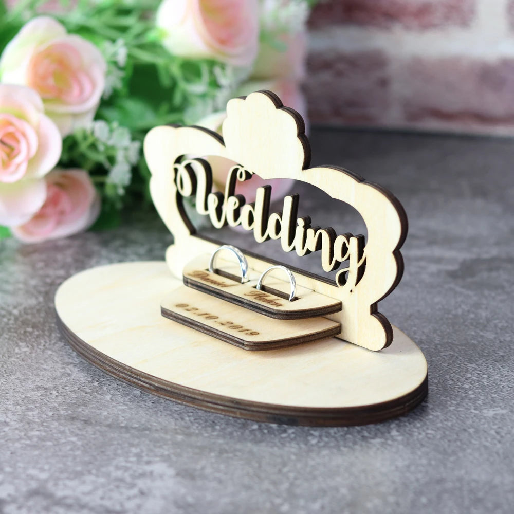 Customized Wedding Gifts Ring Bearer Box  Personalized Ring Holder Nature Ring Box For Engagement  Name Ring Pillow Decorations