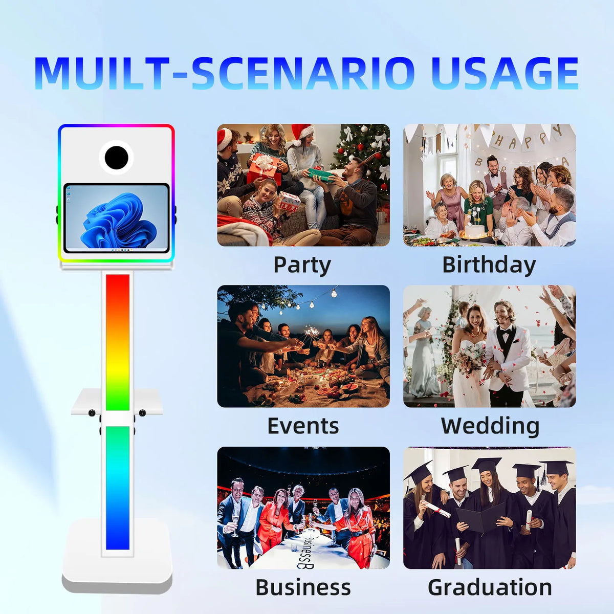 Wedding Interactive Selfie Photo Booth With Printer Stand Camera Photobooth 15.6Inch Touch Screen DSLR Photo Booth Shell Machine