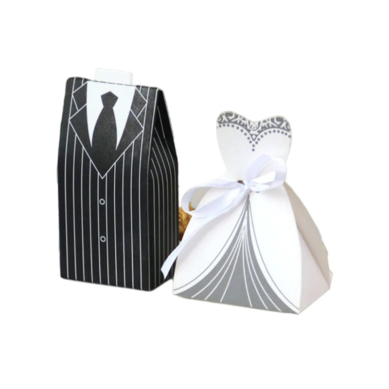 20/30pcs Bride And Groom Candy Box Wedding Favor And Gifts Box Sweet Bags With Ribbon Wedding Decoration Souvenirs Party Decor