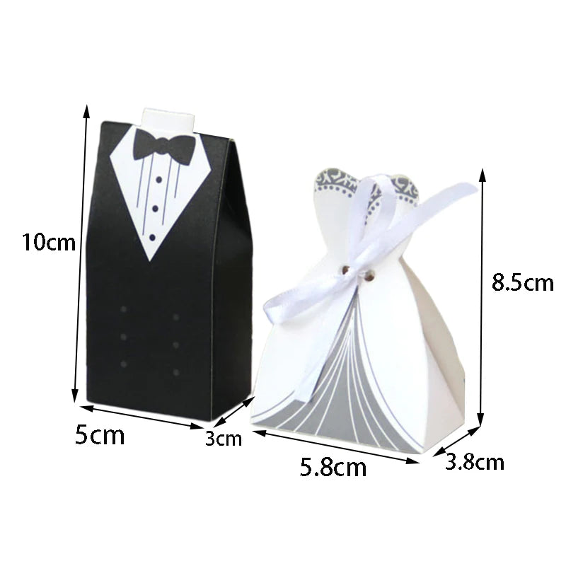 20/30pcs Bride And Groom Candy Box Wedding Favor And Gifts Box Sweet Bags With Ribbon Wedding Decoration Souvenirs Party Decor