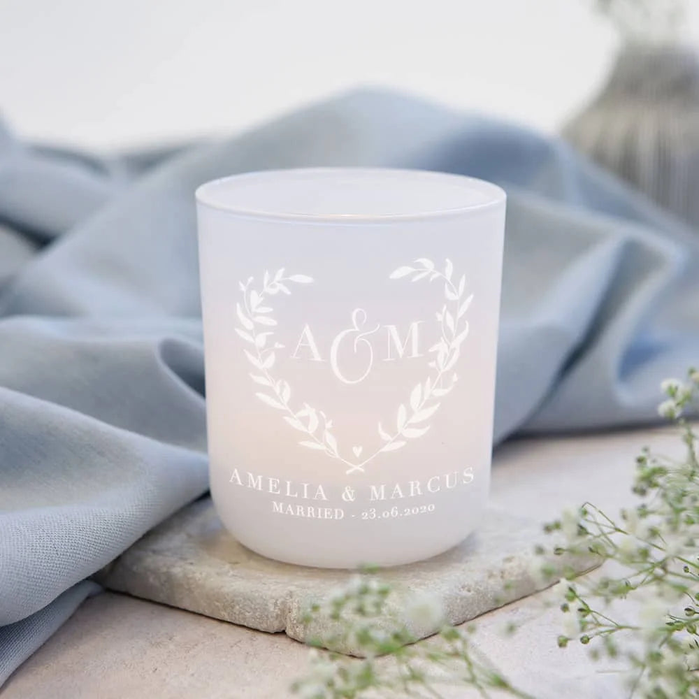 Personalised Wedding Favor Tealight Holder without Candles Couple Gift Glass Scented Candle Jar Laser Engraving Home Decoration