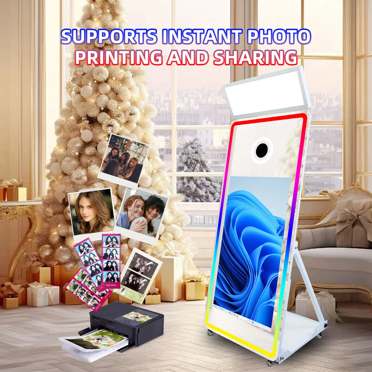 Selfie Digital Mirror Photo Booth With 32/43 Inches Touch Screen Magic Mirror Photobooth Machine for Wedding Party