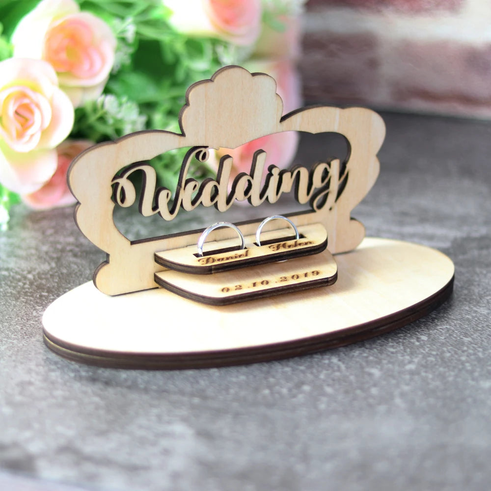 Customized Wedding Gifts Ring Bearer Box  Personalized Ring Holder Nature Ring Box For Engagement  Name Ring Pillow Decorations