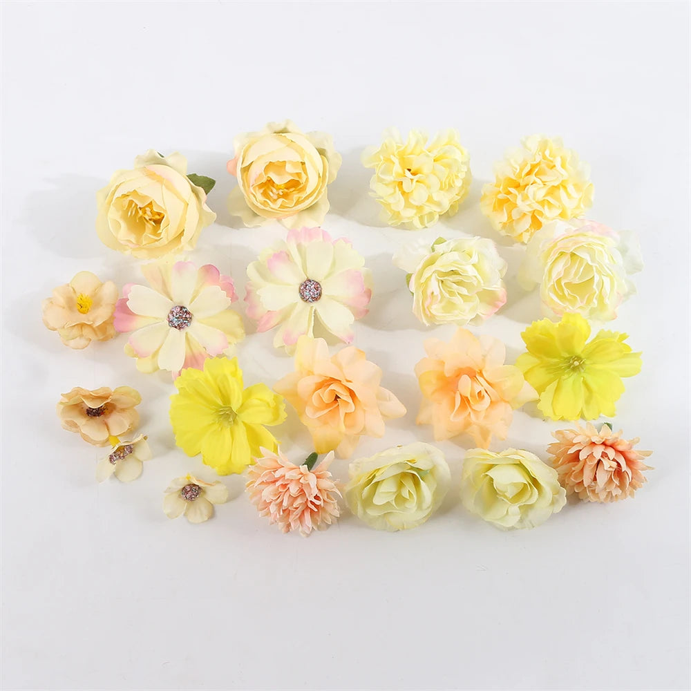1Bag Artificial Flower Head For Home Decor Wedding Flowers Wall Decoration DIY Hair Accessories Corsage Handmade Craft Material