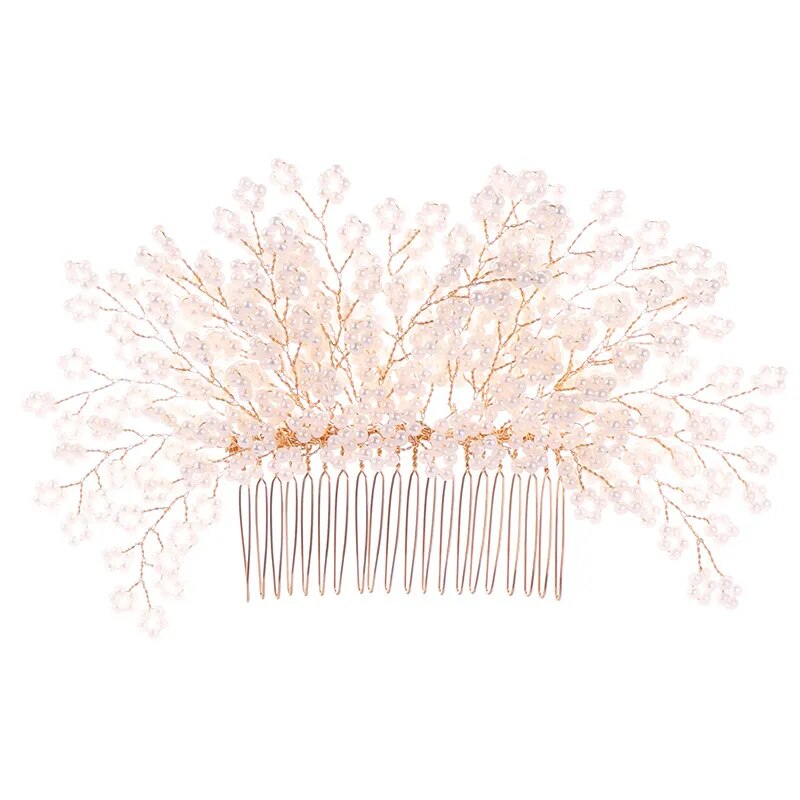 Elegant gold bridal hair accessories bead hair comb bridal hair accessories wedding dress accessories