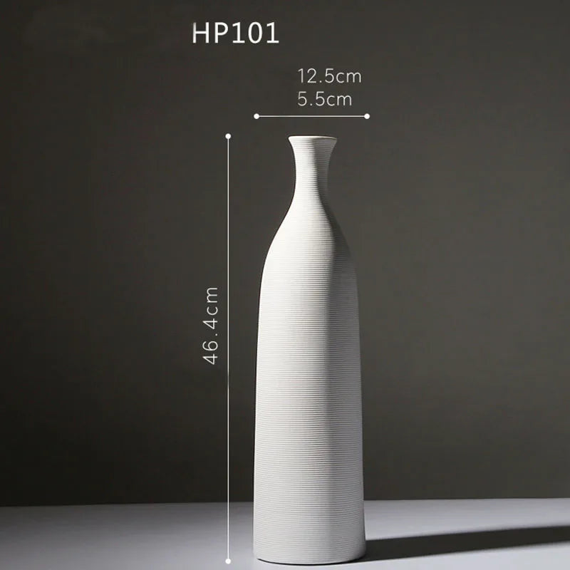 Classic bottle pure white vases simple natural vaso ceramic pot elegant home office entrance decoration gifts for wife mother