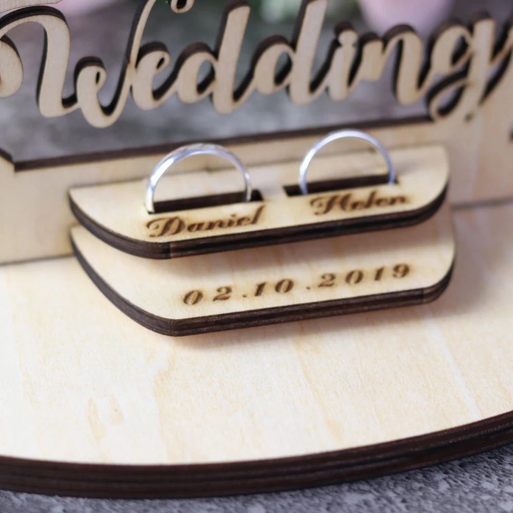 Customized Wedding Gifts Ring Bearer Box  Personalized Ring Holder Nature Ring Box For Engagement  Name Ring Pillow Decorations