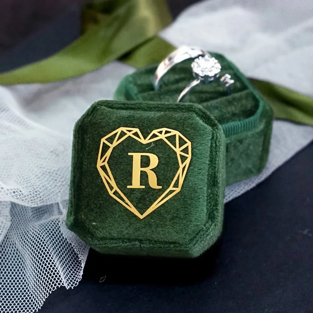 Custom Octagonal Velvet Ring Box Double Slot Retro Ring Bearer Box Engagement Wedding Ring Display Holder Small and Elegant