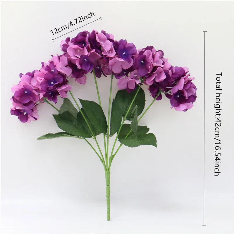 Large 6 Heads Artificial Flower Bunch Silk Hydrangea Wedding Bridal Bouquet Fake Flower Home Decor Flower Wall Christmas Gift