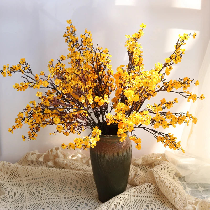 White Artificial Flowers Cherry Blossoms Gypsophila Fake Plants DIY Wedding Bouquet Vases for Home Decor Faux Christmas Branch