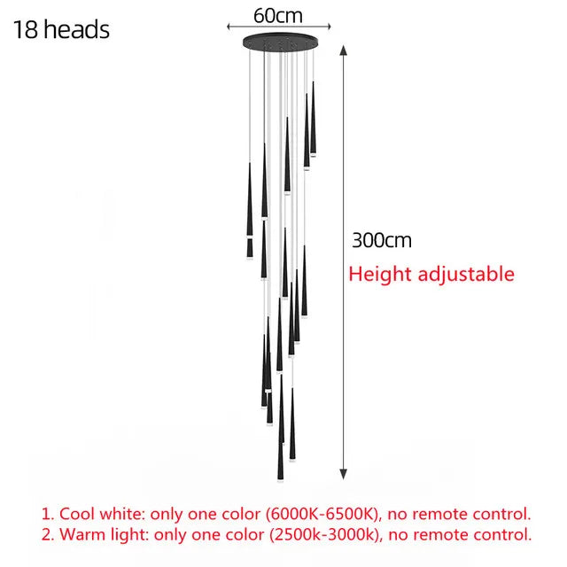 Postmodern Luxury Crystal LED Chandeliers Nordic Golden Black Long Chandelier Stairs Hanging Lamp Restaurant Ceiling Chandeliers