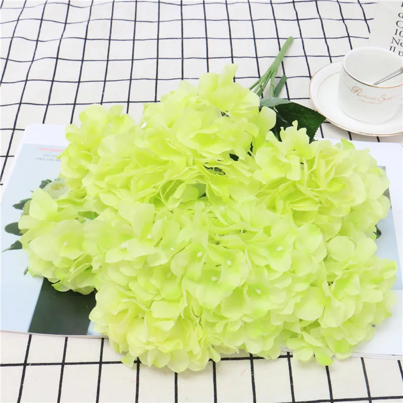 Large 6 Heads Artificial Flower Bunch Silk Hydrangea Wedding Bridal Bouquet Fake Flower Home Decor Flower Wall Christmas Gift